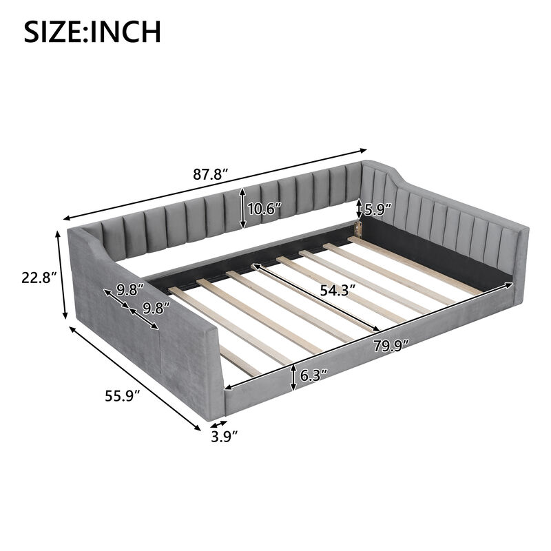 Merax Upholstery Daybed and Side Storage pocket image number 3