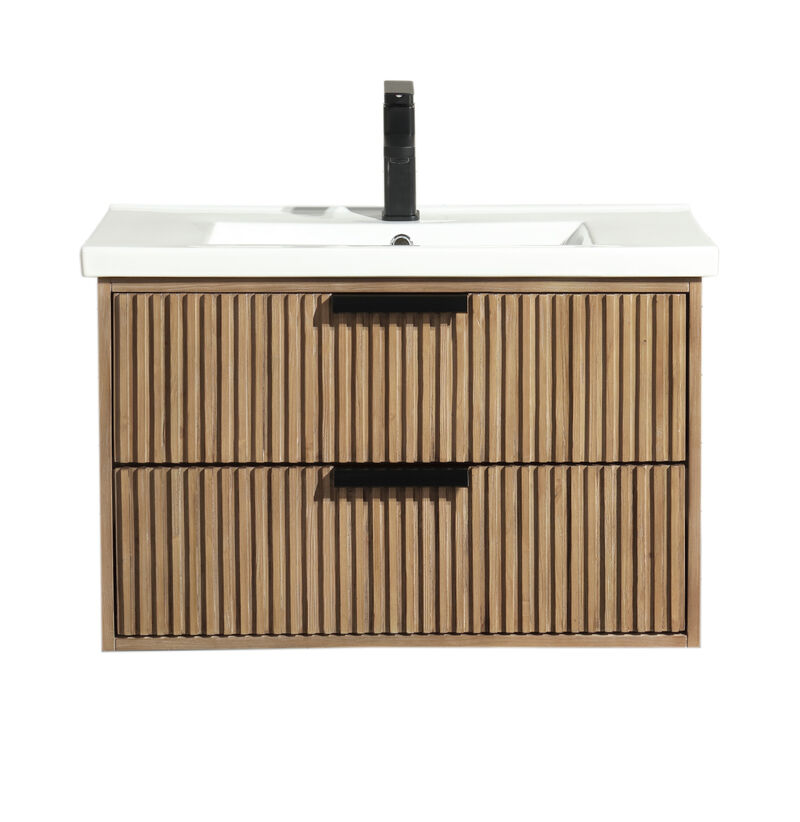 Diego 30" Floating Bathroom Vanity Weathered Fir image number 0