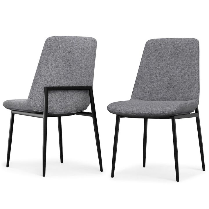 Simpli Home Savannah Dining Chair ( Set Of 2 ) In Grey Linen Look Fabric
