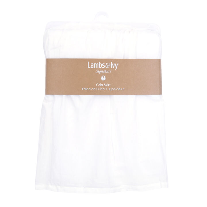 Lambs & Ivy Signature White Cotton Voile Ruffled Crib Skirt