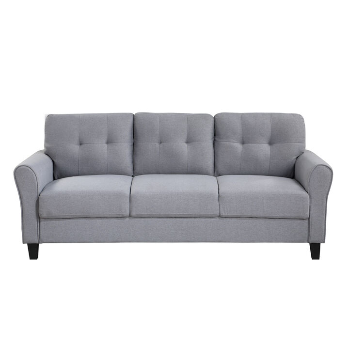 79.9" Modern Living Room Sofa Linen Upholstered Couch Furniture for Home or Office, Light Grey Blue, (3-Seat)
