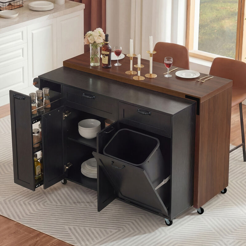 Zersi with Extendable Dining Table Kitchen Island image number 2