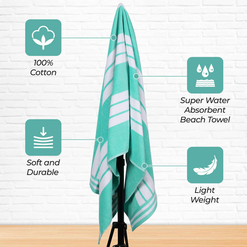 Cabana-Style Striped Cotton Beach Towel Set, Extra-Large and Absorbent image number 5
