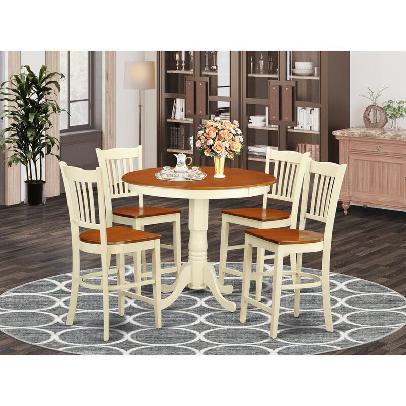 5 PC counter height Dining set-pub Table and 4 bar stools with backs
