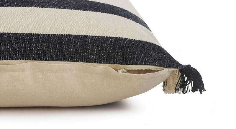 100% Cotton Linen Pillow with Stripes – Zippered Throw Cushion