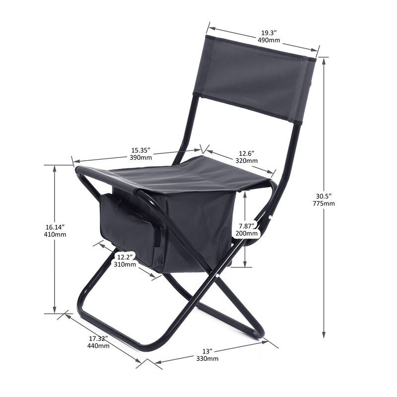 Hivvago 4 pcs Portable Outdoor Camping Fishing Picnic Chairs with Storage Bag