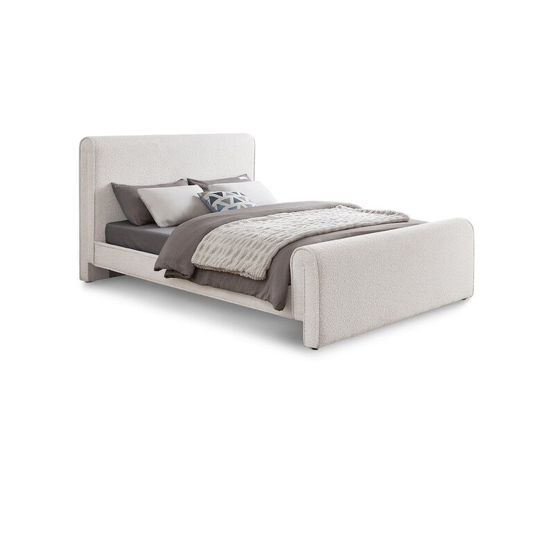 Meridian Furniture Stylus Cream Boucle Fabric Full Bed