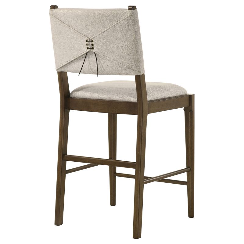 Clera Upholstered Counter Side Chair, Tie Accent, Set of 2, Brown Wood image number 6