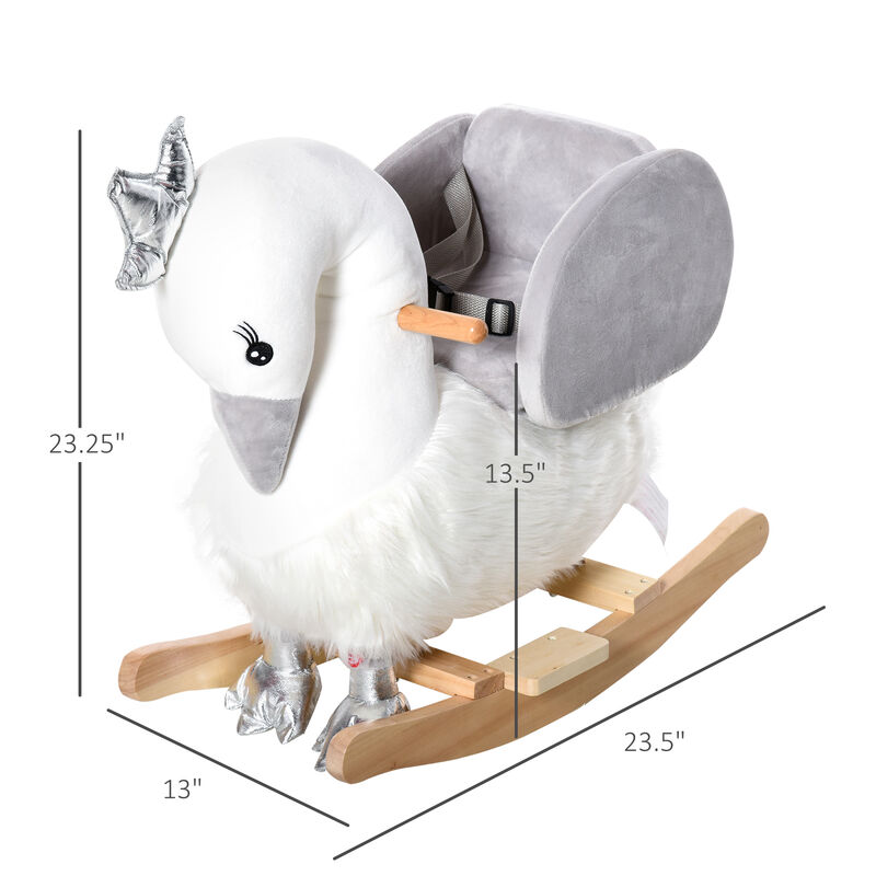 BreeBe Plush Swan Ride-On Rocker with Safety Belt image number 2