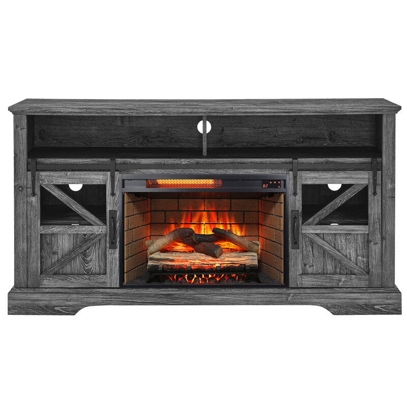 MONDAWE 60 Inch Electric Fireplace  Entertainment Center With Door Sensor
