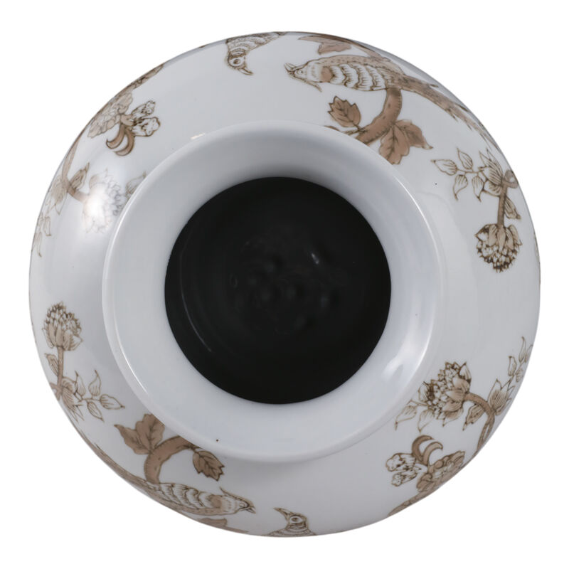 10x8" Chinoiserie Bird & Vines Vase, Brown/ White image number 5