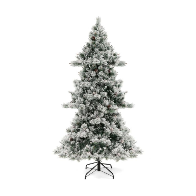 Hivvago 7 Feet Flocked Christmas Tree with Pine Needles