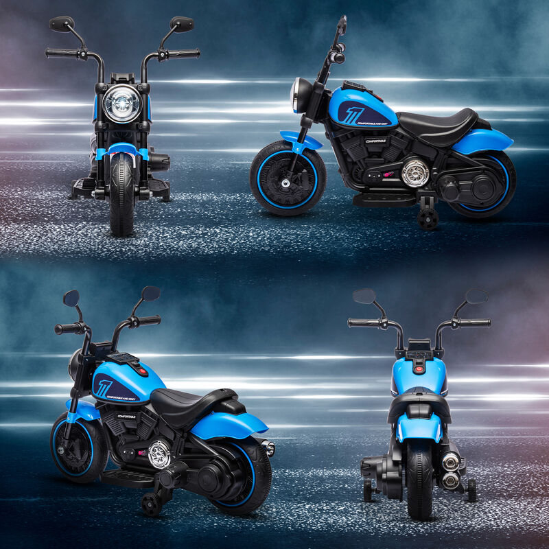 BreeBe 6V Kids Motorcycle w/ Training Wheels, Single-Button Start image number 7