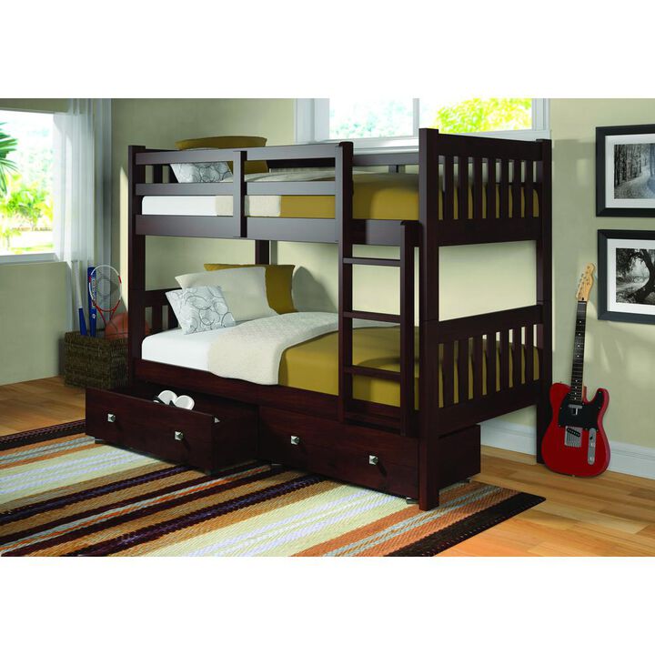 Donco Trading Twin/Twin Mission Bunk Bed, Drawers Or Trundle Not Included