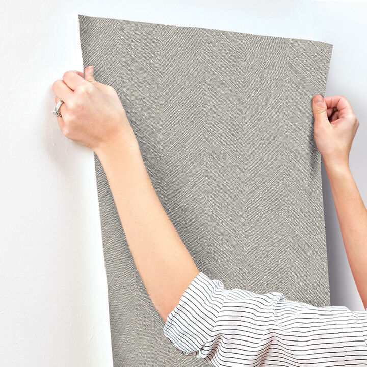 Caladesi Dark Grey Linen Chevron Wallpaper (Set of 2)