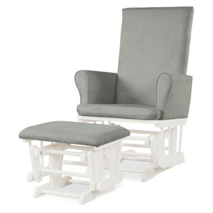 Modern Nursery Glider Chair with Ottoman &ndash; Smooth Rocking for Baby & Mom