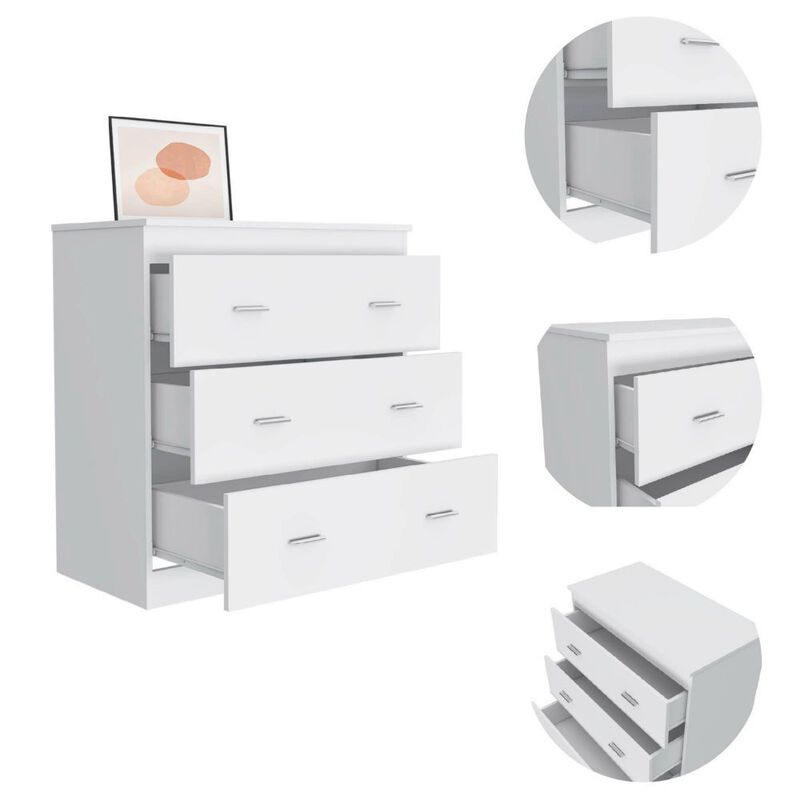 DEPOT E-SHOP Topaz Three Drawer Dresser, Superior Top, Handles