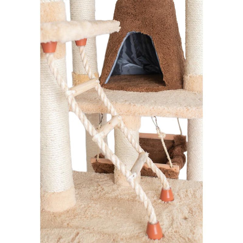 Armarkat Wood Cat Climber Play House, Cat Furniture With Playhouse,Lounge Basket, In Gold
