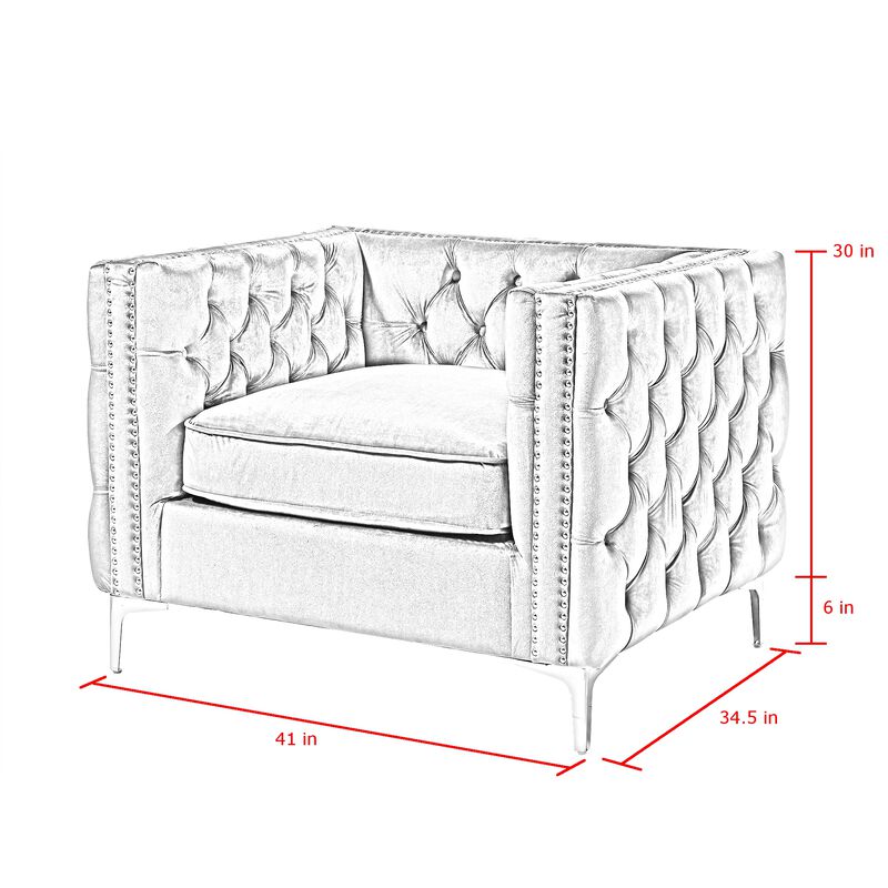 Inspired Home Clarinda Velvet Club Chair