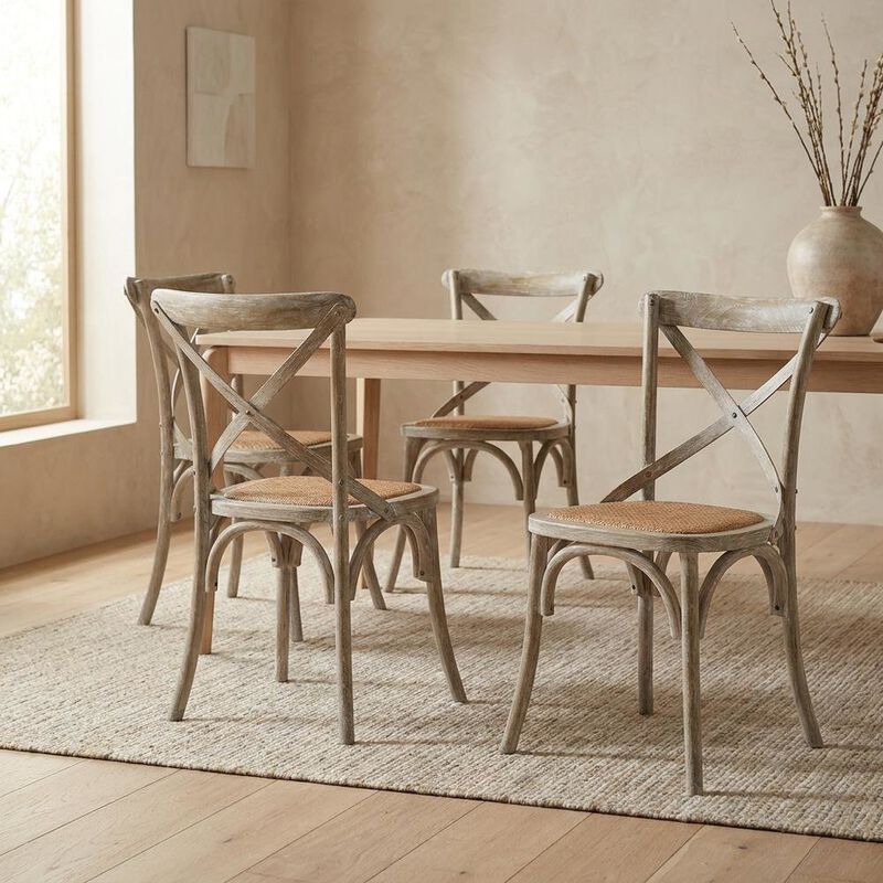 Wooden Dining Side Chairs for Dining Room, Natural, Set of 4 image number 6