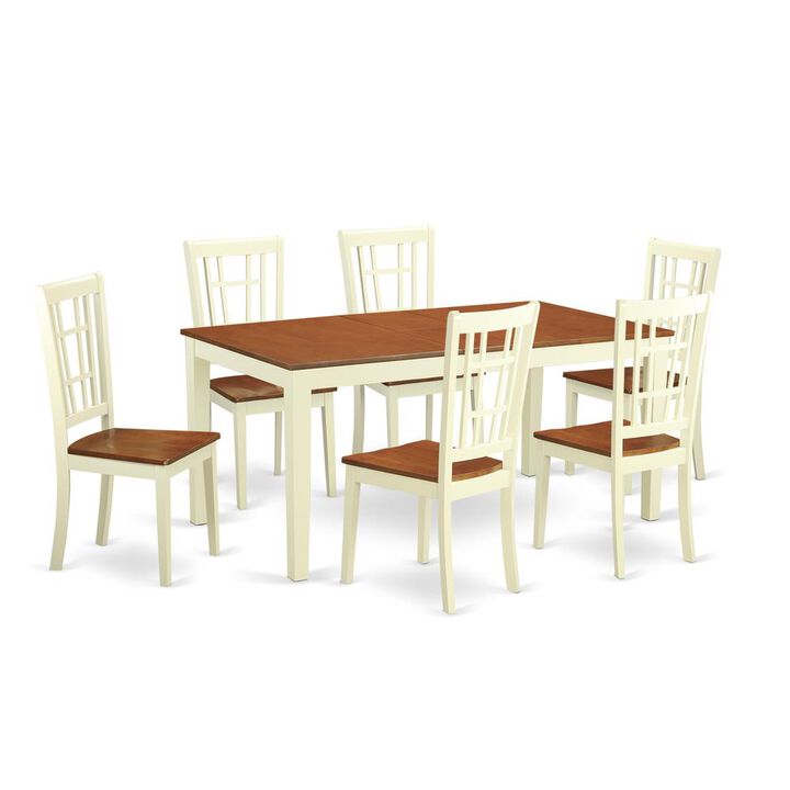 7 Pc Dining room set-Dining Table with Leaf and 6 Kitchen Dining Chairs