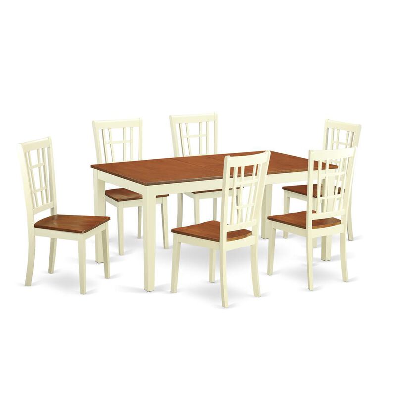 7 Pc Dining room set-Dining Table with Leaf and 6 Kitchen Dining Chairs