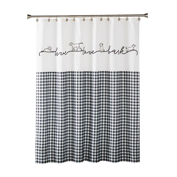 SKL Home Saturday Knight Ltd Farmhouse Dogs Fabric Printed Versatile Style Bathroom Shower Curtain - 72X72", Black