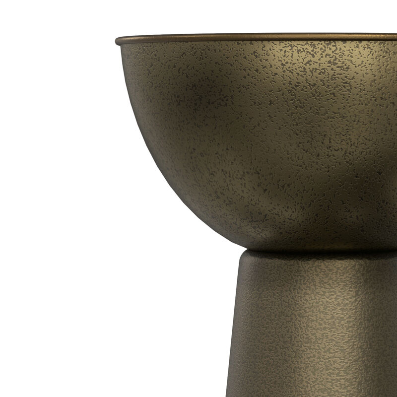 Surrey Contemporary Modern 12 inch Wide Metal Side Table in Antique Gold, Fully Assembled