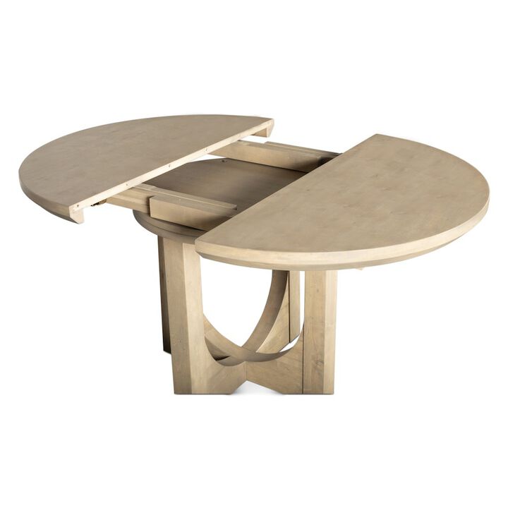 World Interiors Valencia 42-60" Round Extension Dining Table in Gray Birch