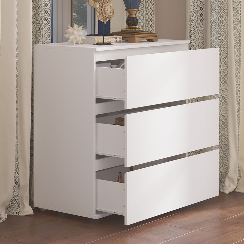 3-Drawer White Wood Chest of Drawers Bedside Table Storage Dresser Freestanding Cabinet 30.3 in. W x 32.3 in. H x 15.7 in. D