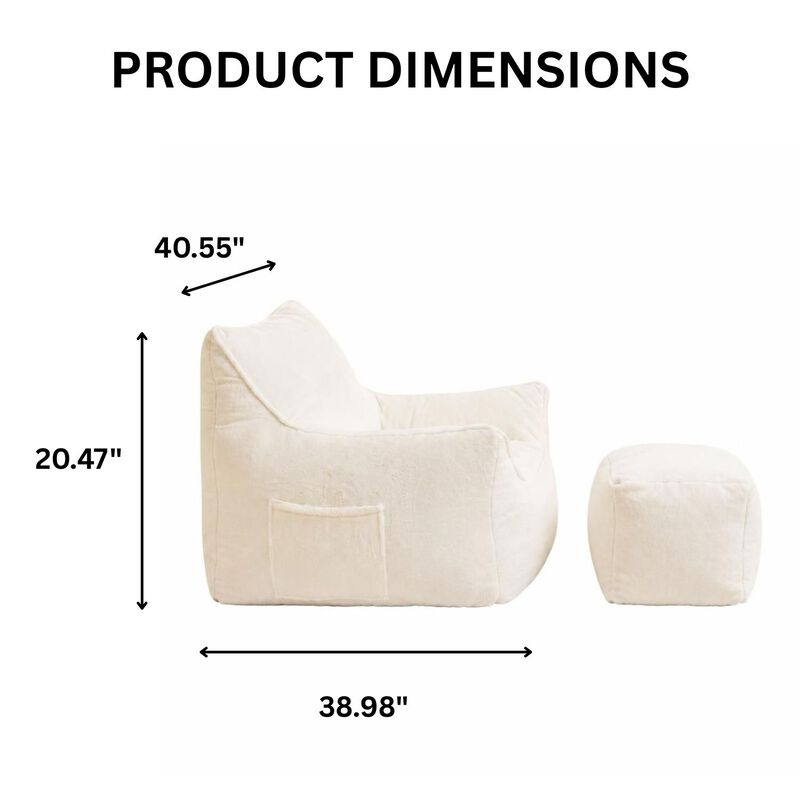 GOODSILO Soft Tufted Foam Filled Faux Fur Bean Bag Chair Comfy Lazy Sofa for Living Room Bedroom Ideal for Relaxing and Lounging image number 1
