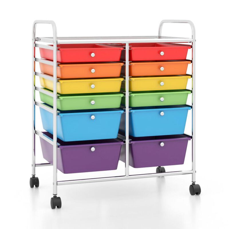 Hivvago 12-Drawer Rolling Storage Cart with Removable Drawers and Lockable Wheels