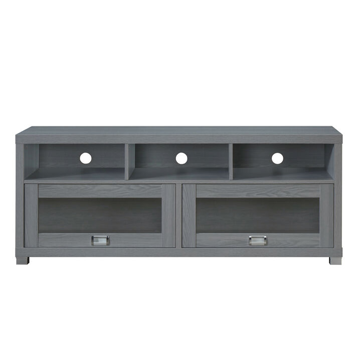HomeRoots 57" Gray Wood Enclosed and Open Storage TV Stand