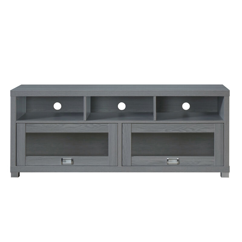 HomeRoots 57" Gray Wood Enclosed and Open Storage TV Stand image number 0