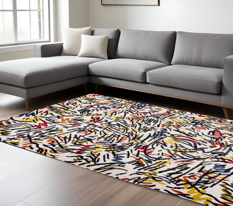 HomeRoots Abstract Non Skid Area Rug image number 1