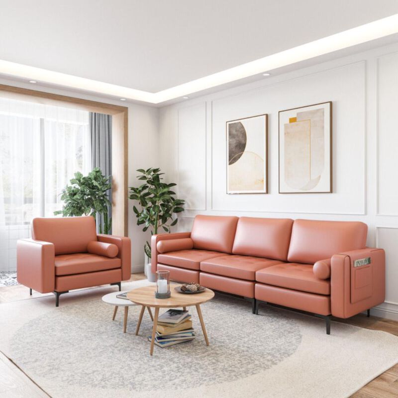 Hivvago 3-Seat Sofa Sectional with Side Storage Pocket and Metal Leg image number 2