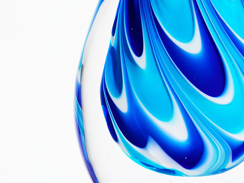 Hand Blown Swirl Wave Tear Drop Sommerso Art Glass Sculpture