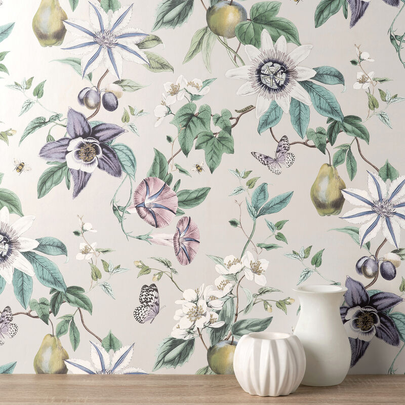 Sierra Silver Floral Wallpaper image number 2