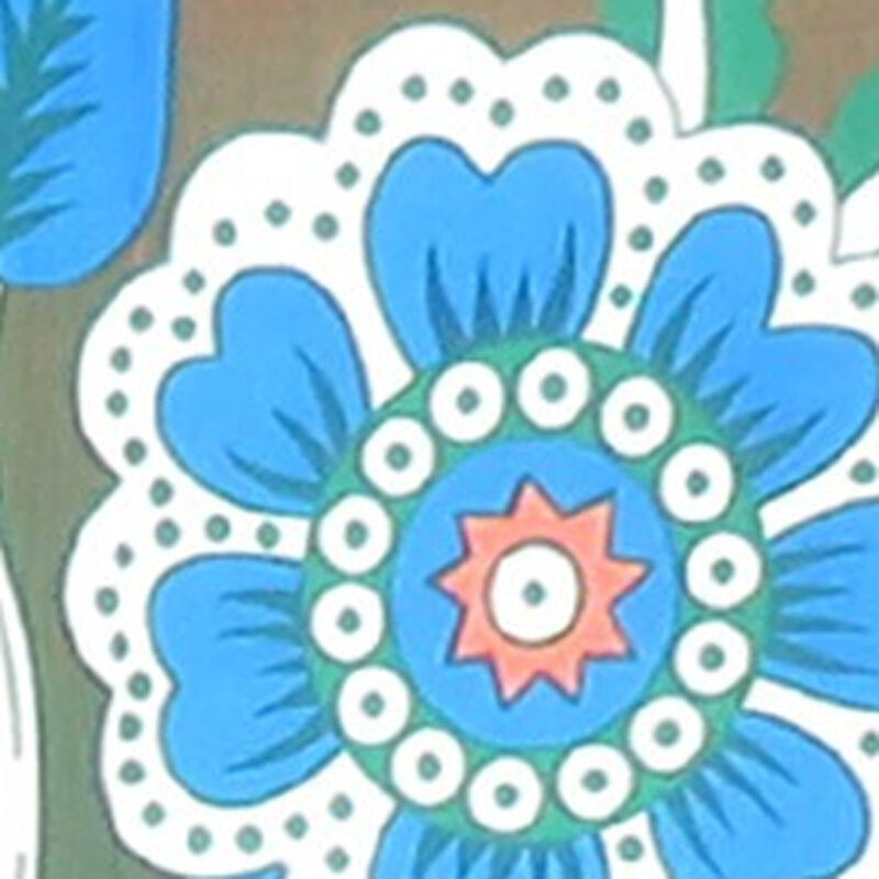 HomeRoots 88" X 84" Brown Blue And White Floral Cotton Hanging Tapestry image number 3