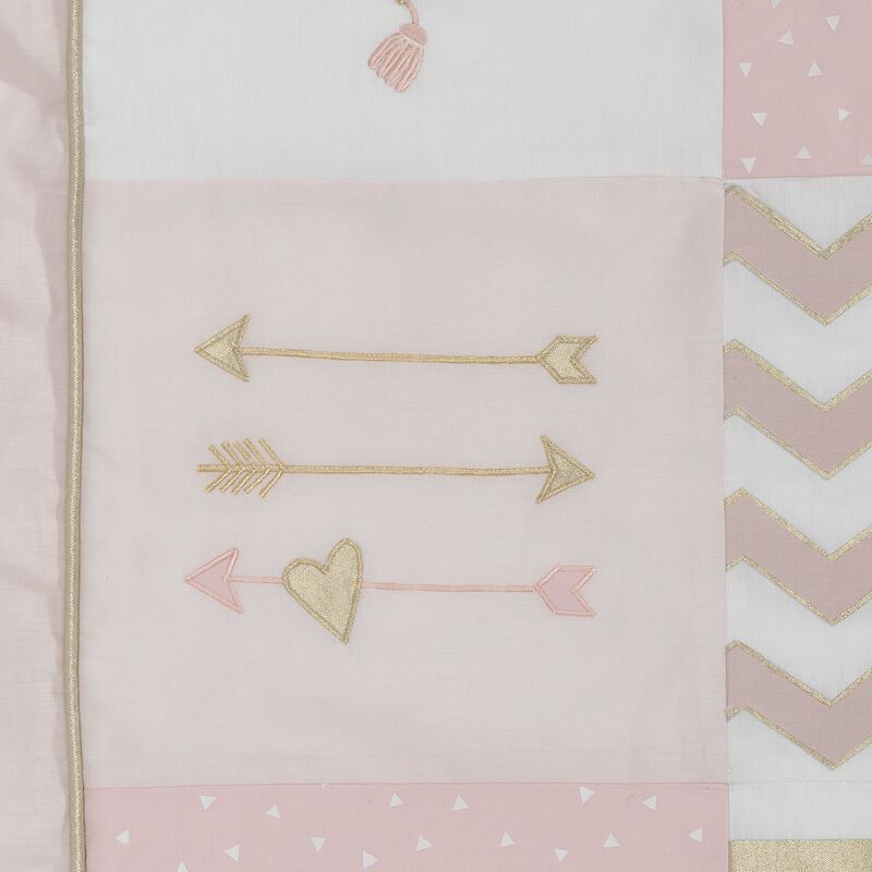 Lambs & Ivy Baby Love Pink/Gold Girl Heart 4 Piece Crib Bedding Set
