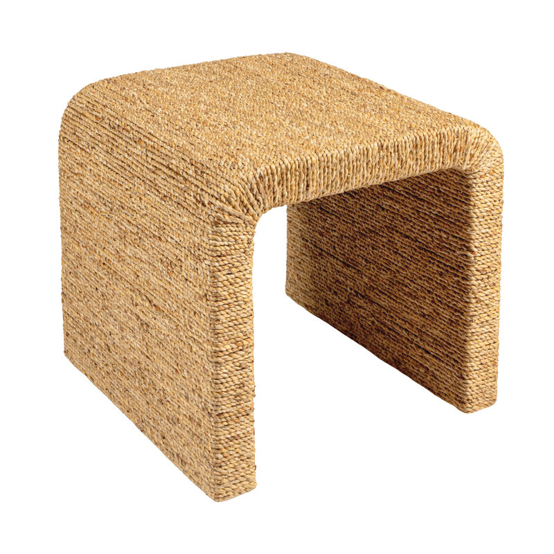 Woven Water Hyacinth and Acacia Wood End Table with Waterfall Edge image number 0