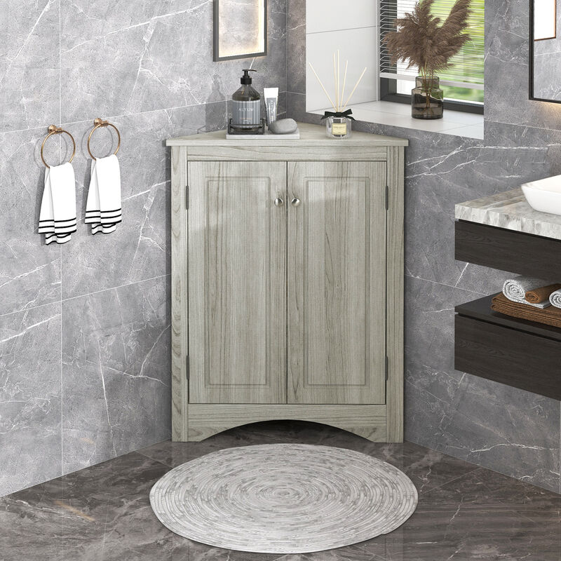 ELEMENT ACE Triangle Bathroom Storage Cabinet with Adjustable Shelves Freestanding Floor Cabinet image number 3