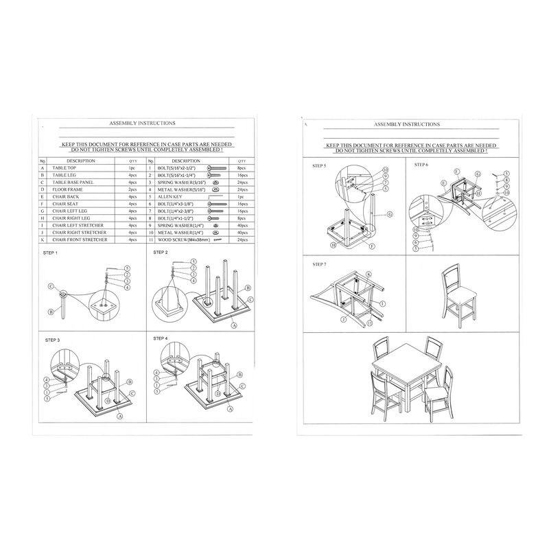 5 Piece Counter Height Dining Set, Table and 4 Chairs, Padded Seats, Gray - Benzara