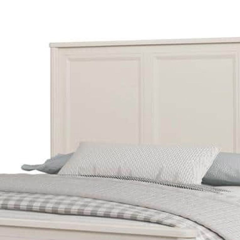 Alta King Size Bed, Classic French Design, White Solid Wood Frame