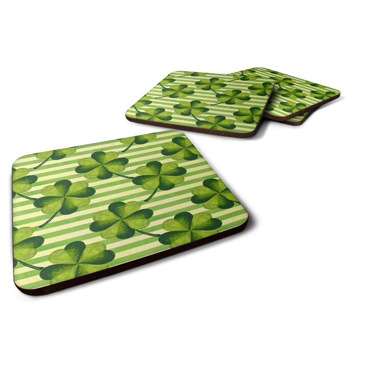 Caroline's Treasures Watercolor Shamrock Stripes Decorative coasters, 3.5, Multicolor
