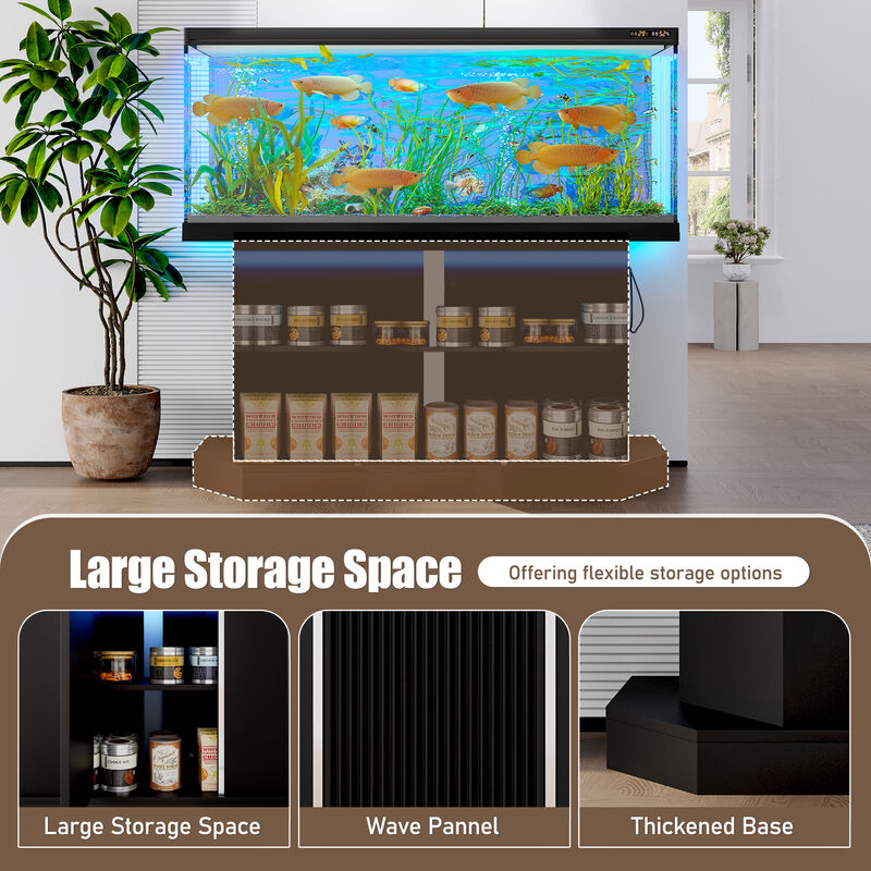 Whisen 55-75 Gallon Fish Tank Stand, Reptile Terrarium Stand, with Power Outlet, Cabinet and Shelf image number 5