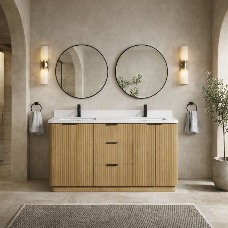 Calamigo 60" Bathroom Vanity Oak image number 7