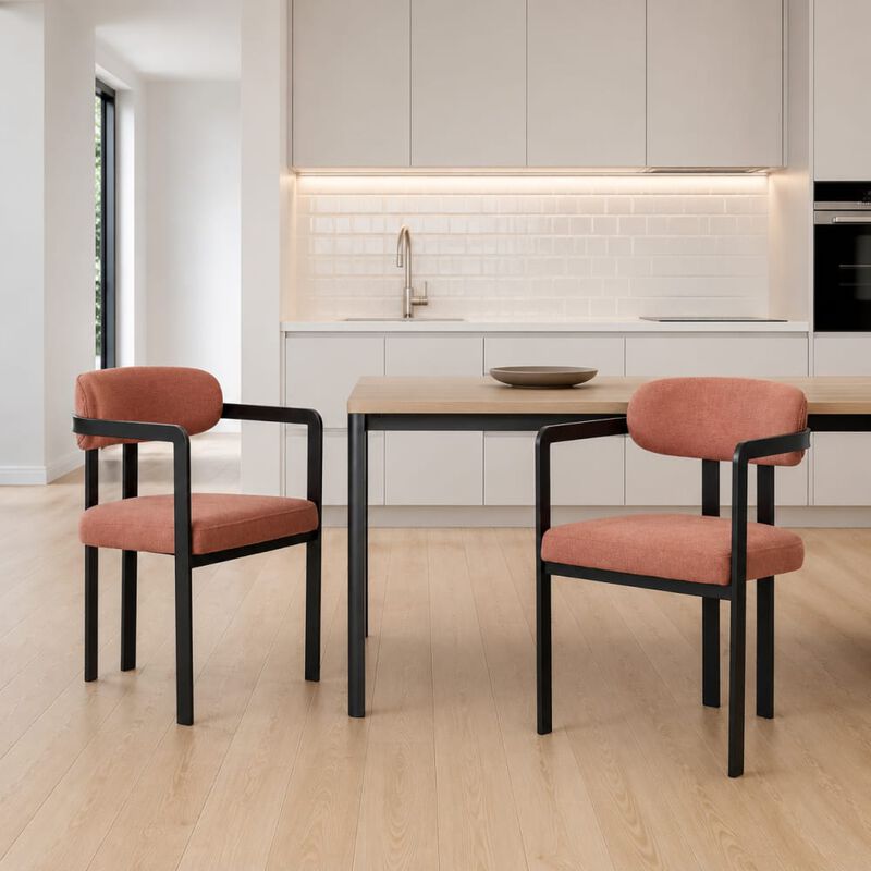 GOODSILO Mid-Century Upholstered Dining Chairs Set of 2, Ergonomic Seating for Kitchen Dining Space with Durable Build image number 3