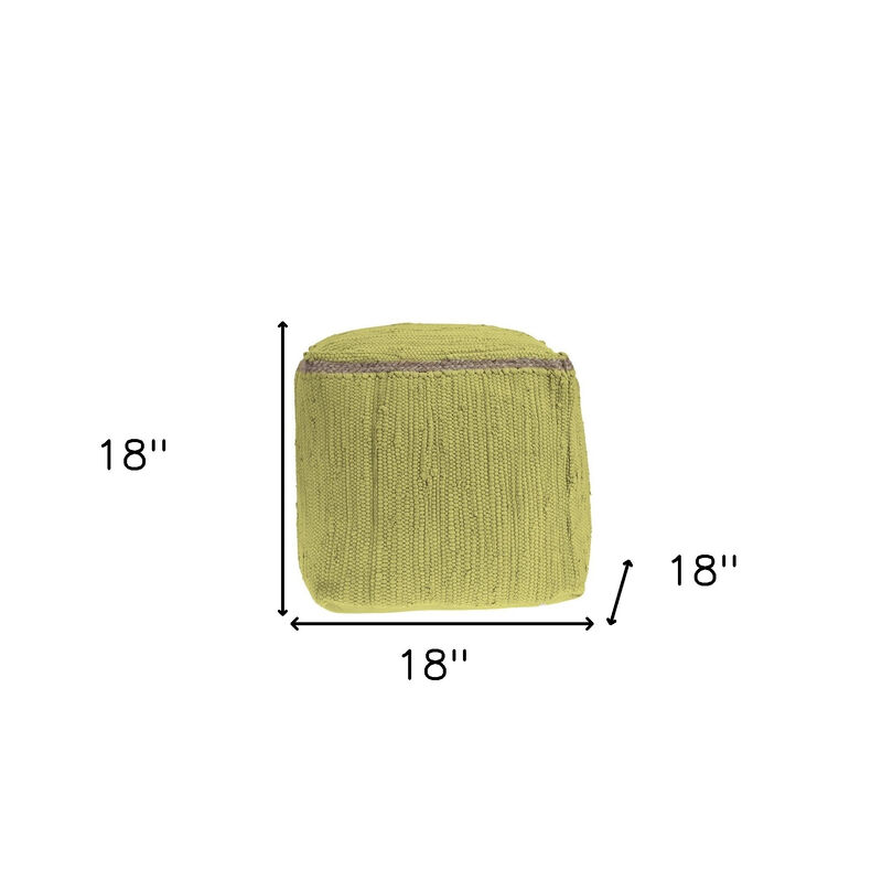 Hivvago 18 Inch Citron and Natural Cotton And Jute Cube Pouf Ottoman