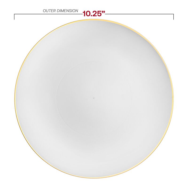 10.25" White with Gold Rim Organic Round Plastic Dinner Plates (120 Plates) image number 2